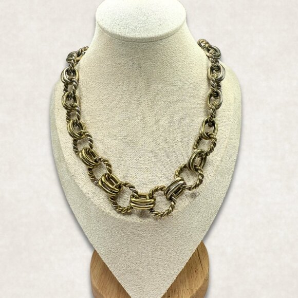 Heidi Daus Chain Link Toggle Necklace, Chunky,  Gold Tone, Statement Jewelry - Picture 1 of 12